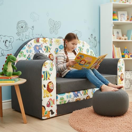 All4All Kindersofa Schlafsofa 3in1 Velo Spielsofa für Kinder Sofa zum Aufklappen Funzy Kindercouch mit Schlaffunktion - 5