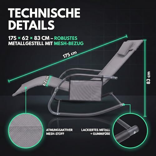 ALBATROS Premium Gartenliege C-Form | belastbar bis 160Kg | Schwungliege Relaxliege Gartenstuhl - 2