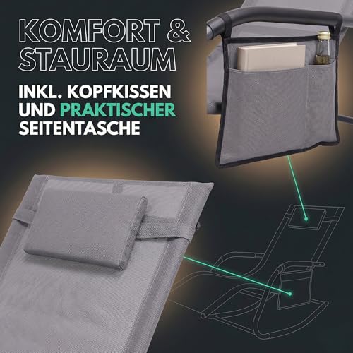 ALBATROS Premium Gartenliege C-Form | belastbar bis 160Kg | Schwungliege Relaxliege Gartenstuhl - 6