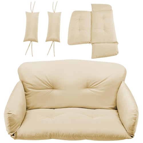 HinHocker Hängesessel für 2 Personen mit Gestell | Creme | XXL Hängeschaukel für Indoor und Outdoor | Inkl. Kissen und Auflagepolster | Hängesessel Outdoor, Gartenschaukel, Schaukelstuhl - 8