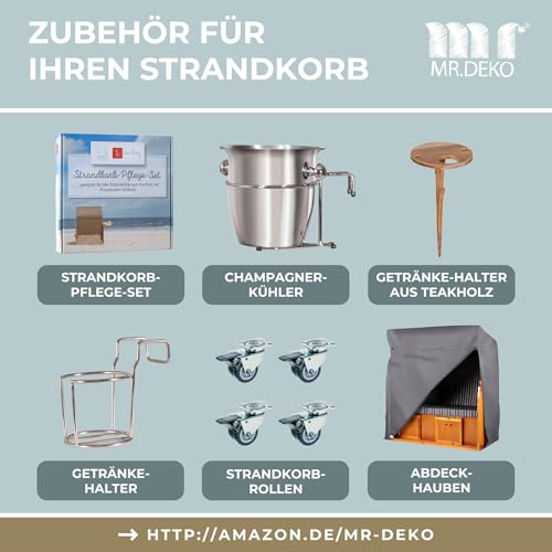 MR. DEKO® Strandkorb Ostsee 2-Sitzer Anthrazit | Volllieger Gartenmöbel - 5