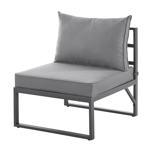 SVITA Maui Gartenmöbel-Lounge-Set mit Dach Outdoor-Sofa Strandkorb-Sonneninsel Stahl Hellgrau - 8