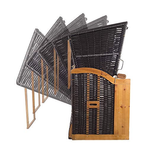XXL 2,5-Sitzer Schwarz Strandkorb Hörnum Grau (als Bausatz, Grau Uni) - 3