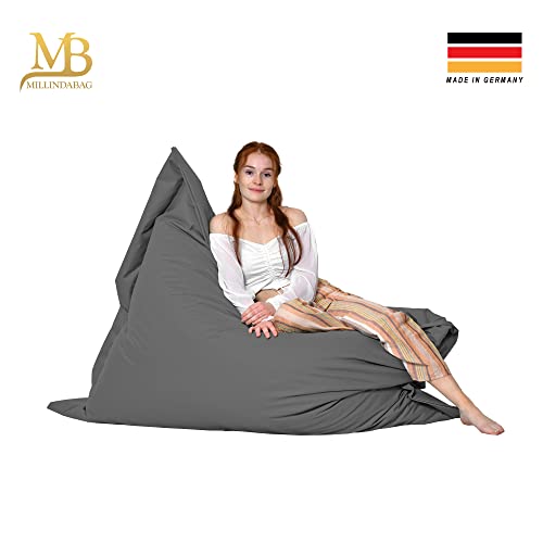 MB MILLINDABAG Rechteckig Sitzsack für Kinder Jugendliche und Erwachsene Beanbag Sitzen & Liegen Indoor & Outdoor Gaminggeignet & bereits gefüllt Sitzkissen (Anthrazit, M - 100 X 145 cm) - 3