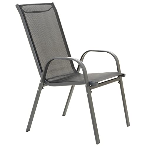 Nexos 4er Set Stapelstuhl aus Textilene + Stahl – Farbe: Rahmen anthrazit/Bespannung schwarz - 8