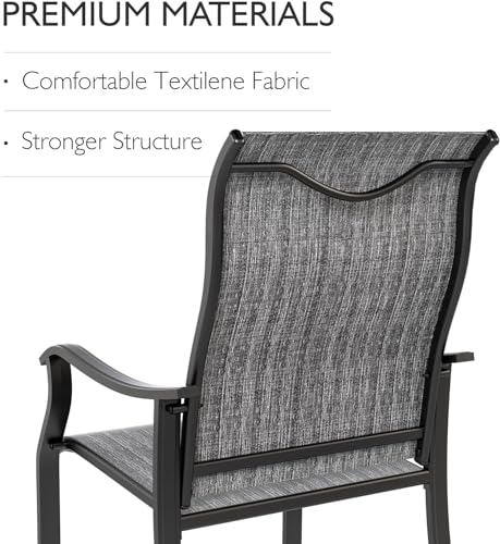 UDPATIO Gartenstühle 2er Set, Hochlehner Gartenstuhl Metall, Textilene Balkonstuhl, Terrassenstuhl 160kg Belastbar, Gartensessel wetterfest für Terrasse, Garten, (Grau) - 5
