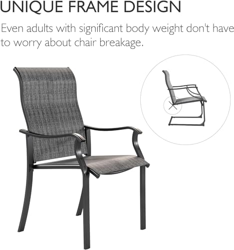 UDPATIO Gartenstühle 2er Set, Hochlehner Gartenstuhl Metall, Textilene Balkonstuhl, Terrassenstuhl 160kg Belastbar, Gartensessel wetterfest für Terrasse, Garten, (Grau) - 6