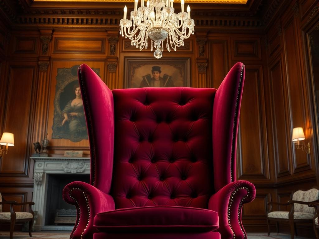 Historischer Ohrensessel in aristokratischem Interieur
