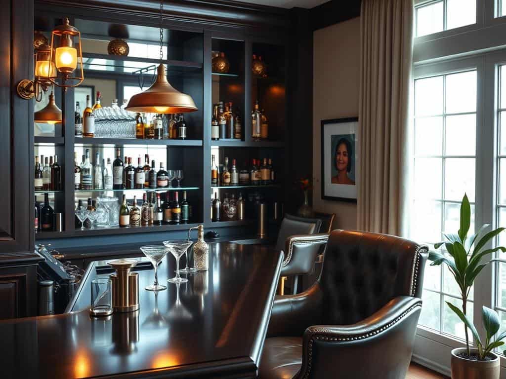 Home-Bar Einrichtung mit Cocktailsessel Home-Bar Einrichtung mit Cocktailsessel